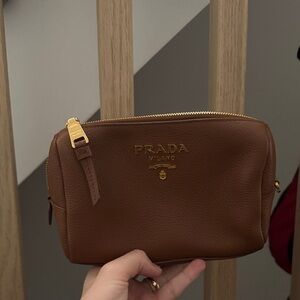 Prada Brown Leather pouch Bag